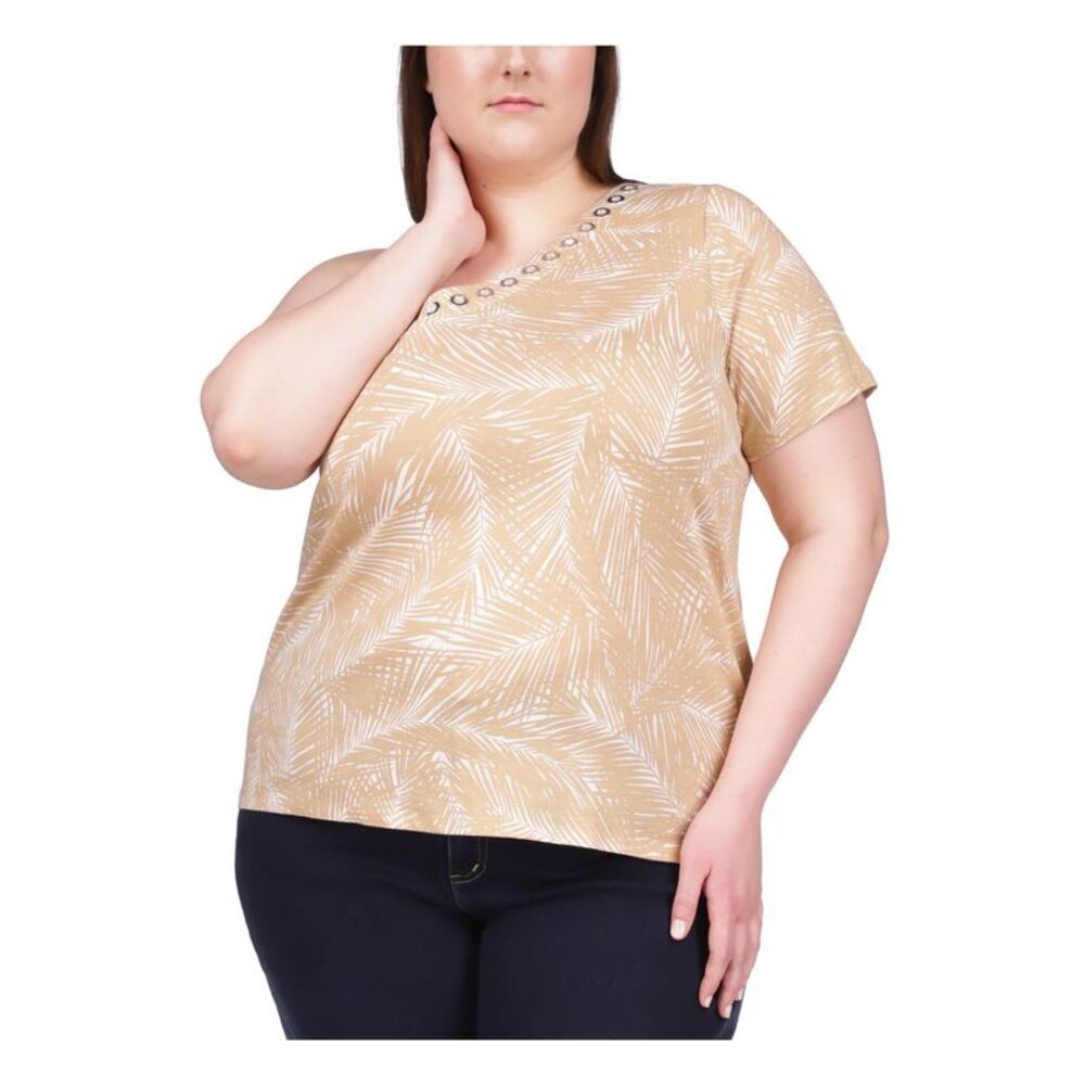 MICHAEL MICHAEL KORS Beige Short Sleeve Top 1X